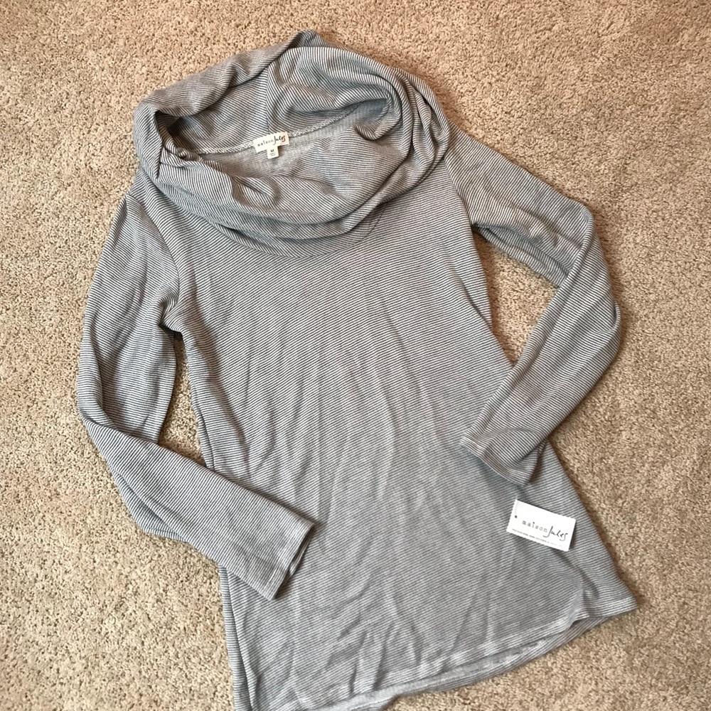 NWT adorable striped cowl neck sweater